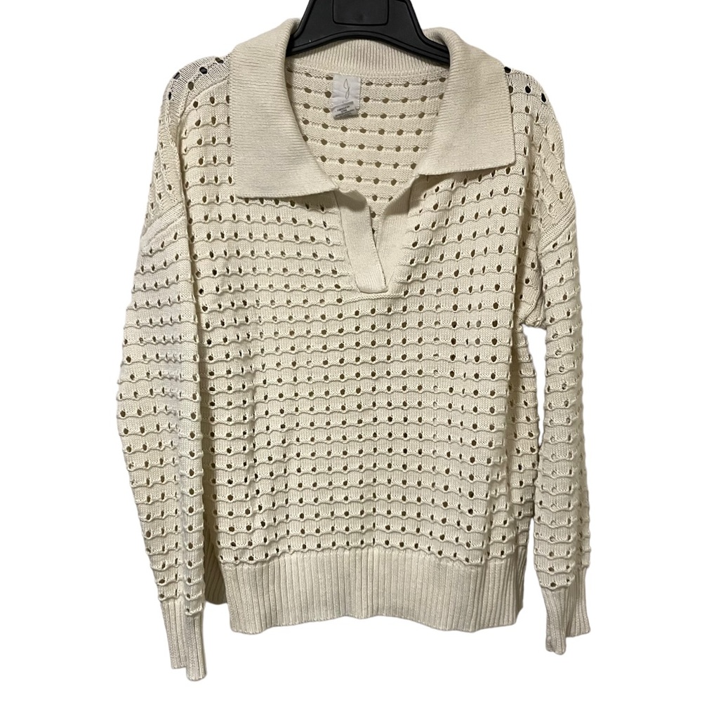 Joie Cream Knit Collared Sweater